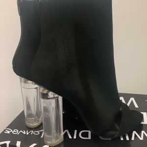 Open toed Black heels with clear heel size 9-